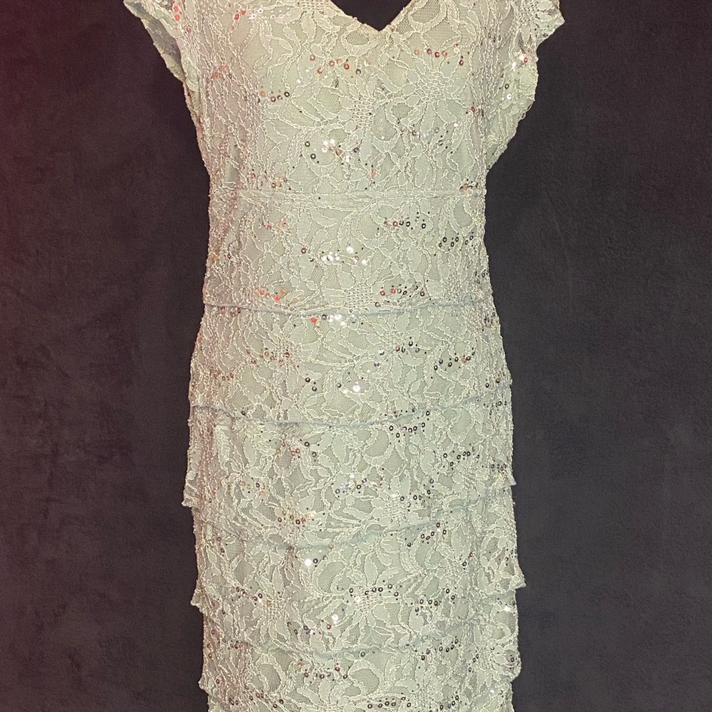 Scarlett Lace Sequin Midi Dress in Cream